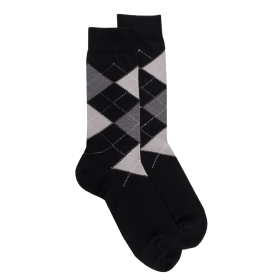 Herren Socken aus Baumwolle mit Intarsien-Muster - Schwarz | Doré Doré