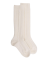 Lange Socken für Jungen aus Schurwolle und Kaschmir mit vertikaler Zopfung - Creme