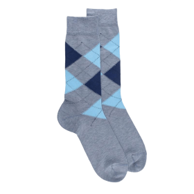 Herren Socken aus Baumwolle mit Intarsien-Muster - Eisblau | Doré Doré