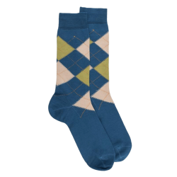 Herren Socken aus Baumwolle mit Intarsien-Muster - Blau | Doré Doré