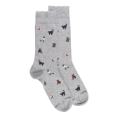 Herren Socken aus Baumwolle mit Katzen Muster - Grau | Doré Doré