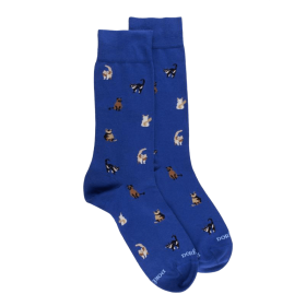 Herren Socken aus Baumwolle mit Katzen Muster - Blau | Doré Doré