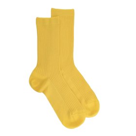 Damen Socken gerippte Baumwolle lisle - Gelb | Doré Doré
