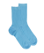Damen Socken gerippte Baumwolle lisle - Weiß & Himmelblau