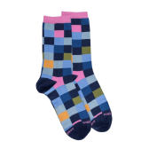 Damen Socken aus ägyptischer Baumwolle mit Karomuster - Blau | Doré Doré