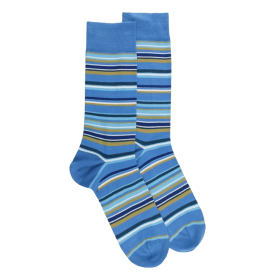 Gestreifte Herren Socken aus Baumwolle lisle - Blau | Doré Doré