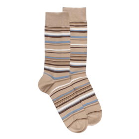 Gestreifte Herren Socken aus Baumwolle lisle - Sand | Doré Doré
