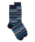 Gestreifte Herren Socken aus Baumwolle lisle - Blau