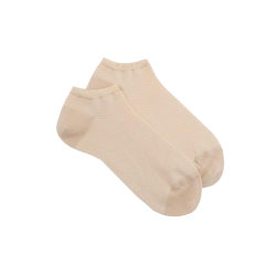 Damen Sneaker-Socken aus Viskose mit Rautenmuster - Vanille | Doré Doré