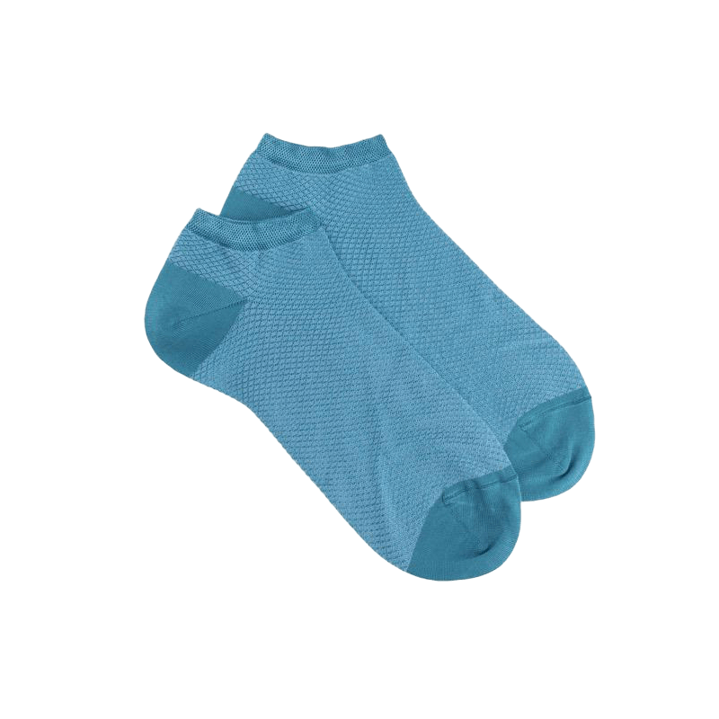 Damen Sneaker-Socken aus Viskose mit Rautenmuster - Blau | Doré Doré