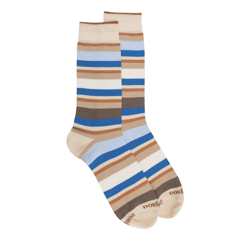 Gestreifte Herren Socken aus Baumwolle lislen - Beige | Doré Doré