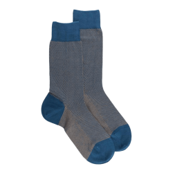 Herren Socken aus verstärkter Baumwolle, mit Caviarmuster - Blau | Doré Doré