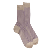 Zweifarbige gerippte Baumwolle lisle-Socken für Herren - Beige | Doré Doré