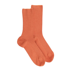 Damen Socken aus ägyptischer Baumwolle, elastisch, gerippt - Orange | Doré Doré