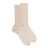 Herren Socken aus ägyptischer Baumwolle, elastisch und gerippt - Beige | Doré Doré