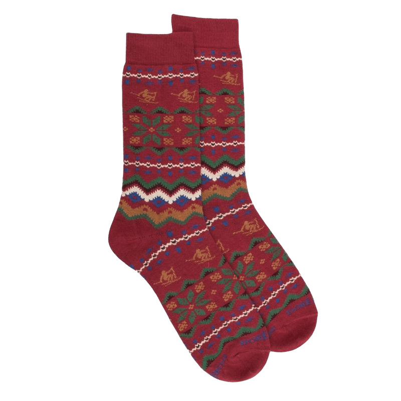 Herrensocken aus Baumwolle mit Weihnachtsmotiv - Rot | Doré Doré