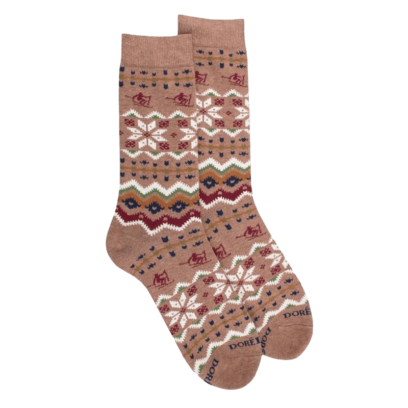 Herrensocken aus Baumwolle mit Weihnachtsmotiv - Braun | Doré Doré