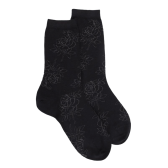 Damensocken aus Wolle mit Transparenz - Schwarz | Doré Doré