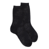 Damensocken aus Wolle mit Transparenz - Schwarz