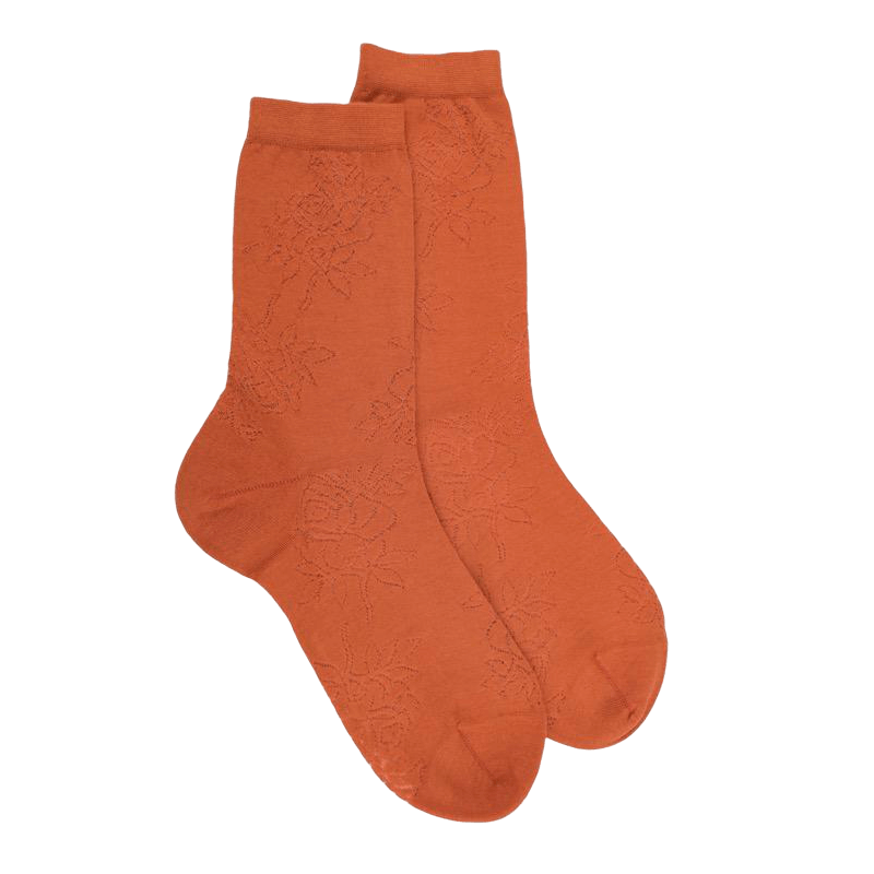 Damensocken aus Wolle mit Transparenz - Orange | Doré Doré