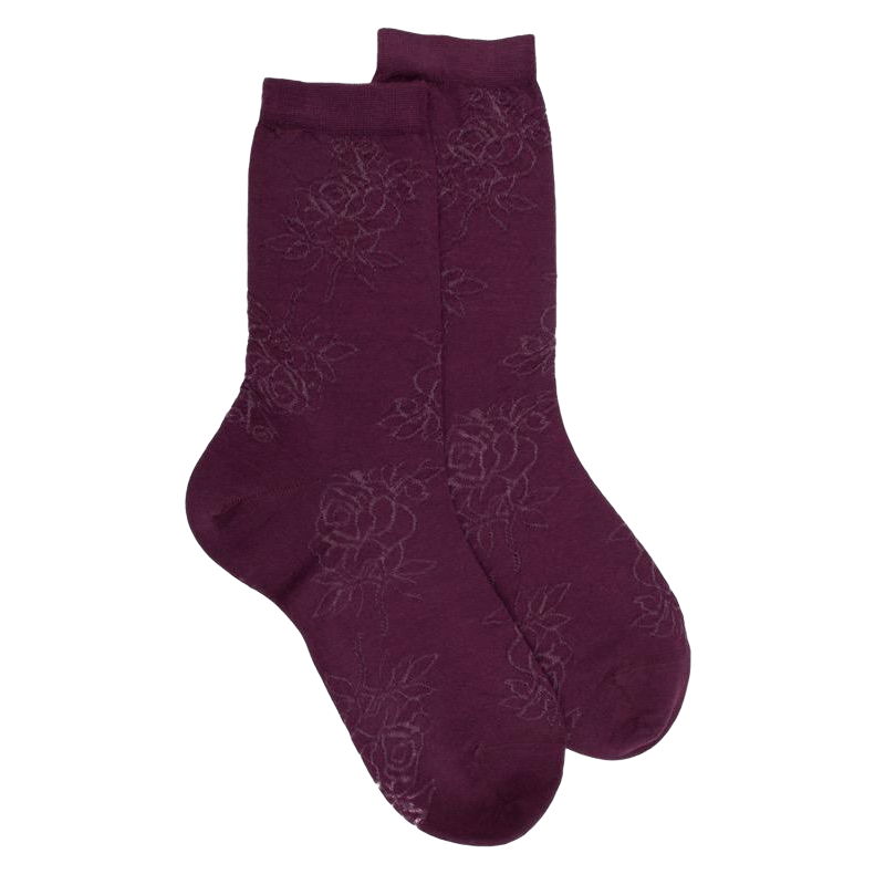 Damensocken aus Wolle mit Transparenz - Rot | Doré Doré