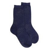 Damensocken aus Wolle mit Transparenz - Navy Blau | Doré Doré