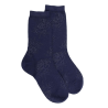 Damensocken aus Wolle mit Transparenz - Navy Blau