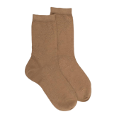 Damensocken aus Wolle mit Transparenz - Camel | Doré Doré