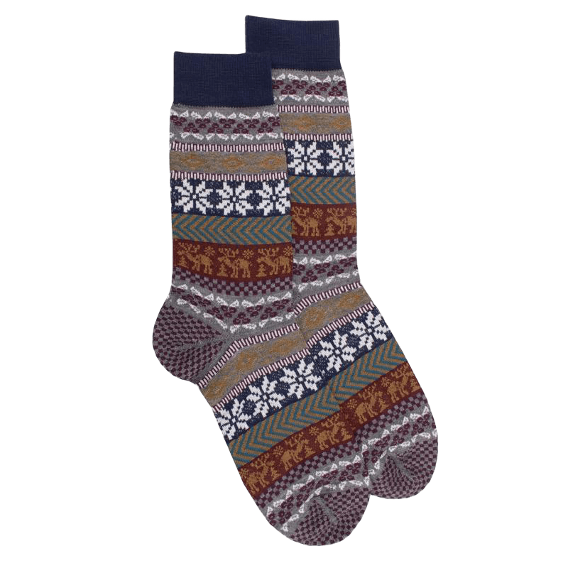 Herrensocken aus Wolle mit Weihnachtsmotiv - Grau | Doré Doré