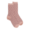 Damensocken aus Baumwolle und Wolle mit verschlungenem Muster Glanzeffekt - Rosa | Doré Doré