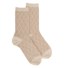 Damensocken aus Baumwolle und Wolle mit verschlungenem Muster Glanzeffekt - Beige