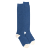 Lange Socken für Damen aus Polarwolle - Saphirblau & Ecru