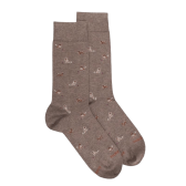 Herrensocken aus Baumwolle mit Hunde Muster - Creme | Doré Doré