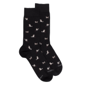 Herrensocken aus Baumwolle mit Hunde Muster - Schwarz | Doré Doré