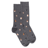 Herrensocken aus Baumwolle mit Katzen Muster - Hellgrau | Doré Doré