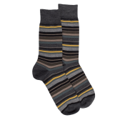 Herrensocken aus Baumwolle mit feinen mehrfarbigen Streifen - Grau | Doré Doré