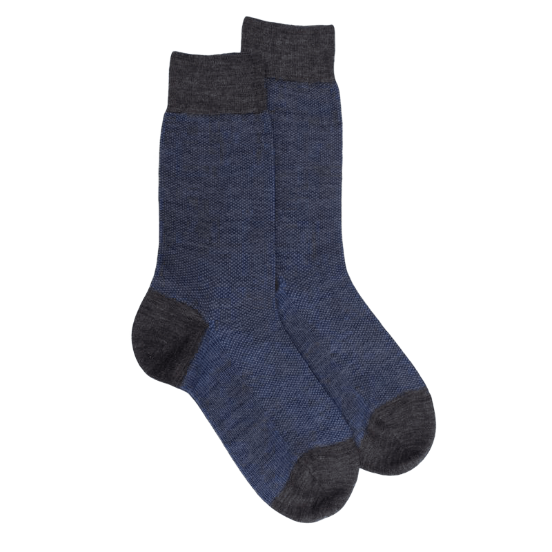 Herrensocken Kaviar aus Merinowolle - Grau & blau | Doré Doré