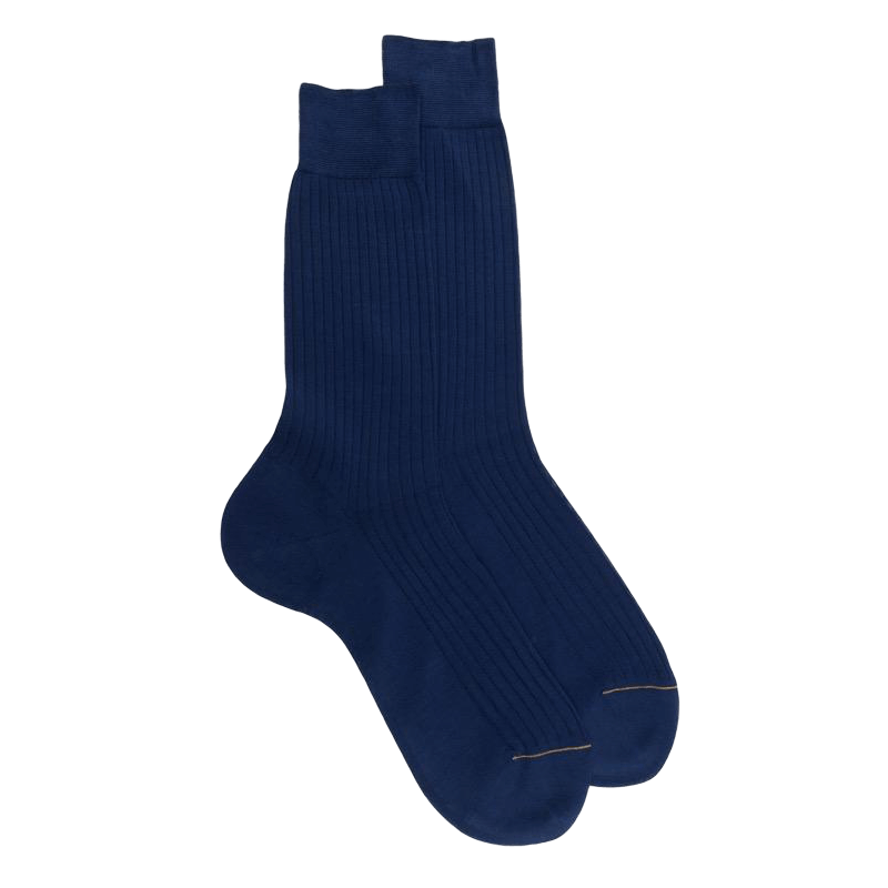 Herren Socken aus gerippter Baumwolle Lisle - Blau | Doré Doré