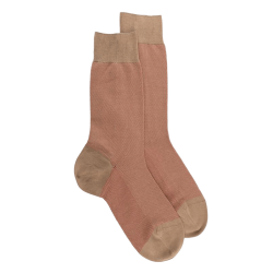 Herren Socken aus verstärkter Baumwolle, mit Caviarmuster - Beige/Grün | Doré Doré