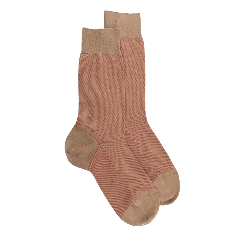 Herren Socken aus verstärkter Baumwolle, mit Caviarmuster - Beige/Grün | Doré Doré