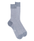 Zweifarbige gerippte Baumwolle lisle-Socken für Herren - Eisblau/Weiß
