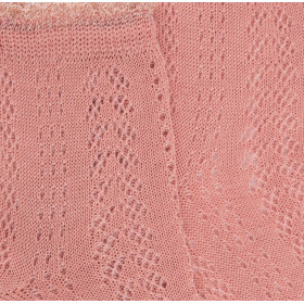 Damen Socken aus Baumwolle lisle mit Lochmuster und Glitzerkontrastbündchen - Rosa | Doré Doré