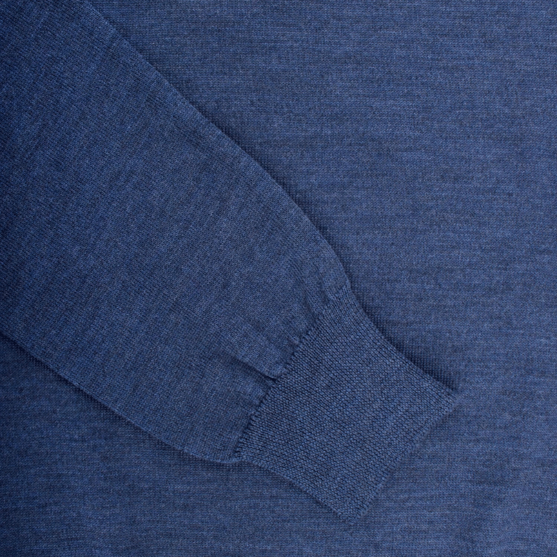 Herren Pullover mit Rundhalsausschnitt aus schlichter Wolle - Blau | Doré Doré