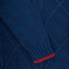 Unisex-Pullover aus Wolle und Alpaka mit Rundhalsausschnitt und Rautenmuster - Blau & ziegelrot | Doré Doré