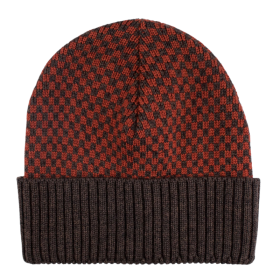 Karierte Mütze aus Merinowolle – Braun