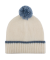 Bommelmütze aus Fleece - Ecru und Blau