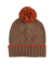 Bommelmütze aus Fleece - Braun und Orange