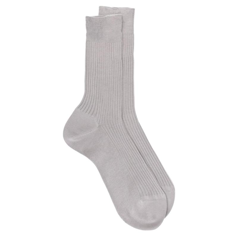 Gerippte Socken für Herren aus 100% durchgefärbtem schottischem Garn - Grau | Doré Doré