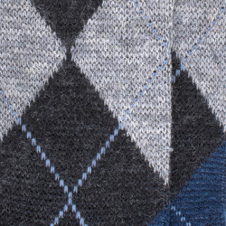 Wollsocken mit Karomuster - Grau und Blau