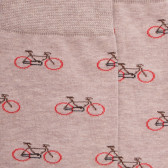 Herren Socken aus Baumwolle mit Fahrrad Muster - Sahara/Rot | Doré Doré